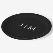 Zwart  Monogram Trouwpapier Borden Papieren Bordje (Gekanteld)