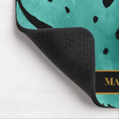 Zwart monogram van elegant Blauwgroen Gold Tropica Muismat (Hoek)