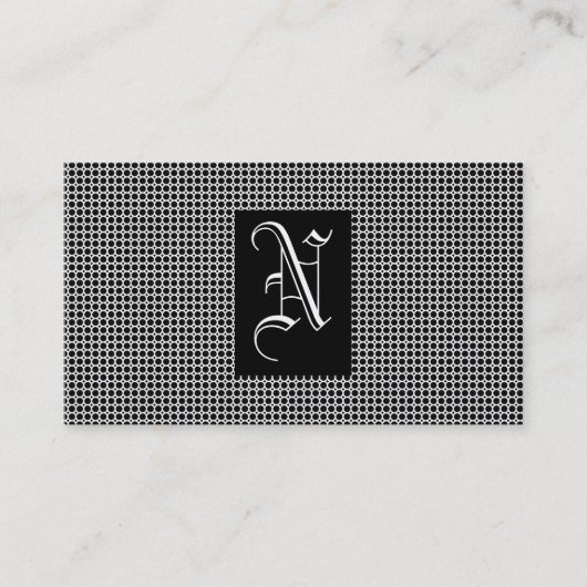 Zwart monogram visitekaartje (Voorkant)