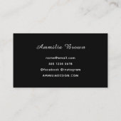 Zwart monogram Visitekaartje | elegant script (Achterkant)