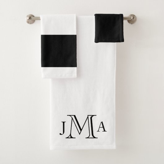Zwart Monogram Wit Bad Handdoek (Insitu)