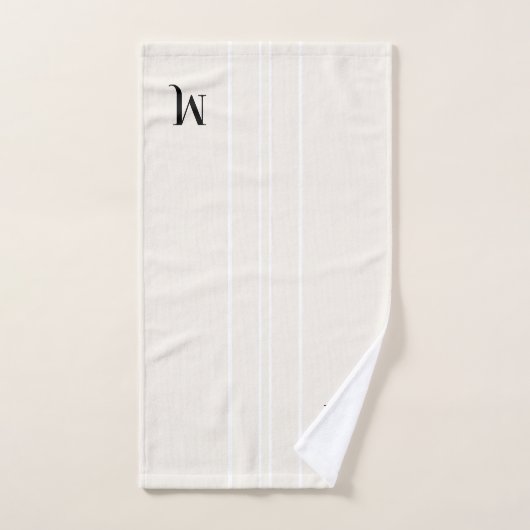 Zwart Monogram Witte Racing Stripes Ivoorcrème Bad Handdoek (Handdoek)