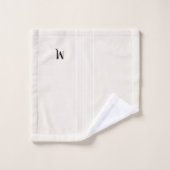 Zwart Monogram Witte Racing Stripes Ivoorcrème Bad Handdoek (Wasdoekje)
