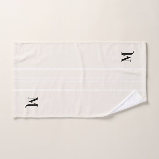 Zwart Monogram Witte Racing Stripes Ivoorcrème Bad Handdoek (Handdoek)