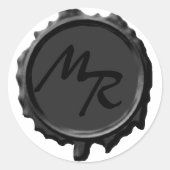 Zwart Monogram Zegel Bruiloft Stickers (Voorkant)