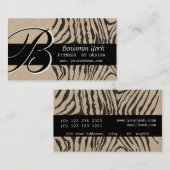 Zwart monogram zwart, gestreept patroon visitekaartje (Voorkant / Achterkant)