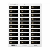 Zwart Monogrammed Custom Return Adres Etiket (Full Sheet)