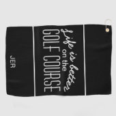 Zwart monogrammen Modern Golfer Life is beter Pro Golfhanddoek (Horizontaal)