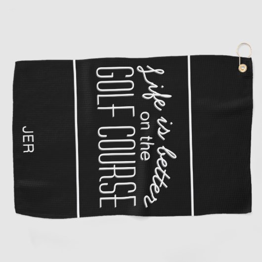 Zwart monogrammen Modern Golfer Life is beter Pro Golfhanddoek (Horizontaal)