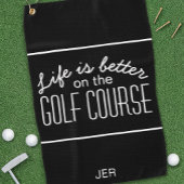 Zwart monogrammen Modern Golfer Life is beter Pro Golfhanddoek