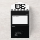 Zwart monoktofoomcirkels 30ste verjaardag  all in one uitnodiging (Buitenkant)