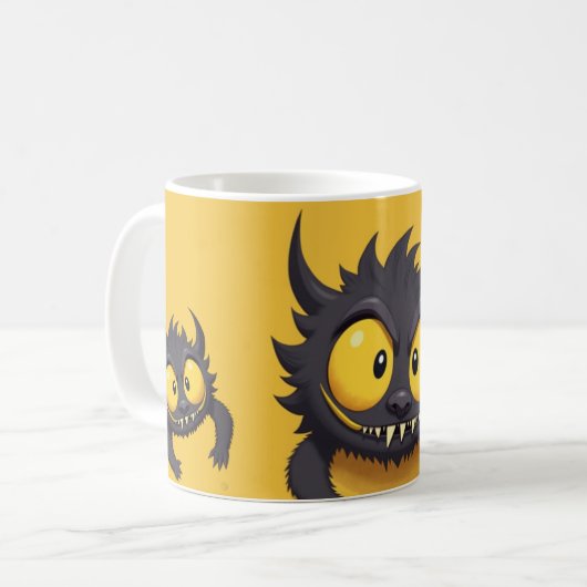 zwart monster koffiemok (Voorkant links)