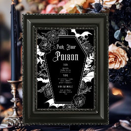 Zwart Moody Donker Gotische Trouwbar Tafelteken