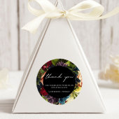 Zwart Moody Floral Bourgondië bruiloft Ronde Sticker