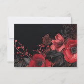 Zwart Moody Gothic Bloemen Donker Bruiloft RSVP Kaartje (Achterkant)