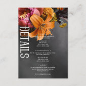 Zwart Moody Gothic Sinaasappel Lily bruiloft detai Informatiekaartje (Voorkant)