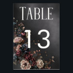 Zwart Moody Gotische Bloemen & Mist Bruiloft Kaart<br><div class="desc">Onthul de elegantie van uw gotische romance met onze prachtige trouwtafel nummerkaart. Versierd met plechtige sprays van vervaagde bloemen tegen een zachte zwarte achtergrond, elk is omhuld in een delicate sluier van mist, het instellen van de perfecte toon voor uw tijdloze liefde. Maak uw speciale dag onvergetelijk met deze unieke...</div>