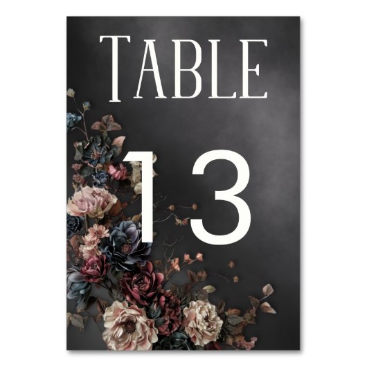 Zwart Moody Gotische Bloemen & Mist Bruiloft Kaart (Voorkant)