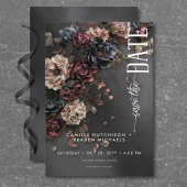 Zwart Moody Gotische Bloemen & Mist Bruiloft Save The Date