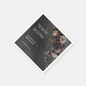 Zwart Moody Gotische Bloemen & Mist Bruiloft Servet (Hoek)