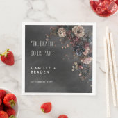 Zwart Moody Gotische Bloemen & Mist Bruiloft Servet (Insitu)