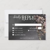 Zwart Moody Gotische Bloemen & Mist Diner RSVP Kaartje (Voorkant)