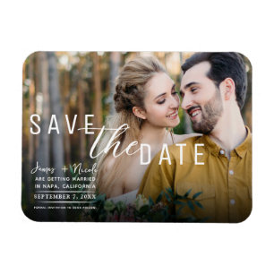 Zwart Moody Overlay Foto Save the Date Wedding Magneet