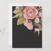 Zwart Moody Roze Blush Blooms Couples Douche Kaart (Achterkant)