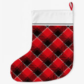 Zwart Moose Lumberjack Pattern - Gepersonaliseerd Grote Kerstsok (Achterkant)