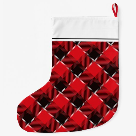 Zwart Moose Lumberjack Pattern - Gepersonaliseerd Grote Kerstsok (Achterkant)