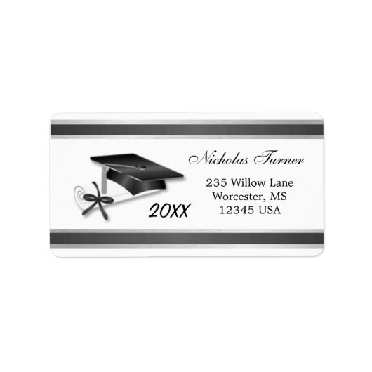 Zwart mortier, diploma Afstuderen Etiket (Voorkant)