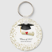 Zwart mortier, gouden Afstuderen Sleutelhanger (Voorkant)