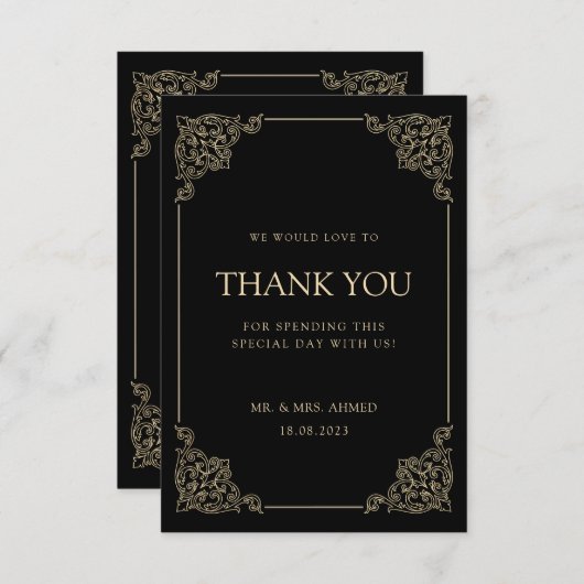zwart moslim bruiloft dank u kaart (Voorkant / Achterkant)