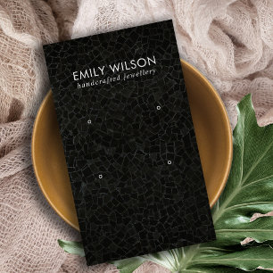 ZWART MOZAÏEK TEXTUUR 2 STUD OORBEL DISPLAY KAART VISITEKAARTJE