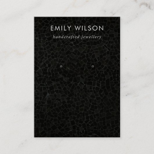 Zwart Mozaïek Textuur Stud Oorbel Display Kaart Visitekaartje (Voorkant)