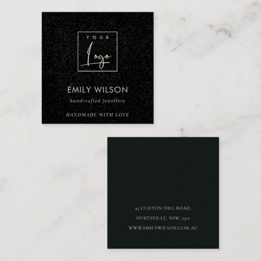 Zwart Mozaïek Textuur Stud Oorbel Display Label (Voorkant / Achterkant)