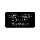 Zwart Mr en Mrs Script Trouwadres Etiket (Voorkant)
