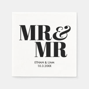 Zwart Mr & Mr bruidegom gepersonaliseerde bruiloft Servet