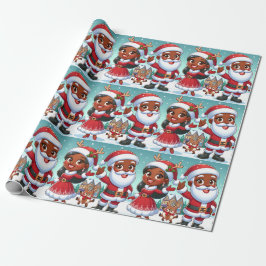 Zwart Mr & Mrs Claus inpakpapier