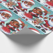 Zwart Mr & Mrs Claus inpakpapier (Hoek)