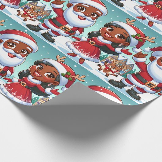 Zwart Mr & Mrs Claus inpakpapier (Hoek)