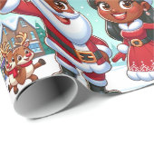 Zwart Mr & Mrs Claus inpakpapier (Rol Hoek)