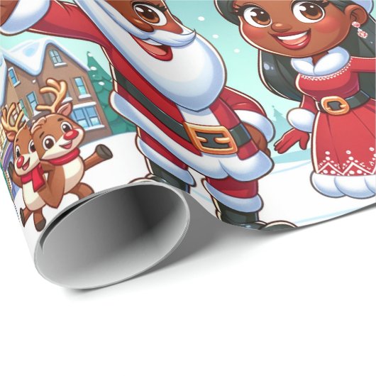 Zwart Mr & Mrs Claus inpakpapier (Rol Hoek)