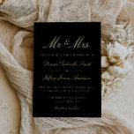 Zwart MR & MRS huwelijksgoud Folie Uitnodiging<br><div class="desc">elegante kalligrafie zwarte en gouden folie bruidskaart</div>