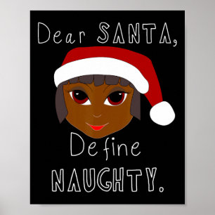 Zwart mrs claus santa definiëren ondeugende zwarte poster