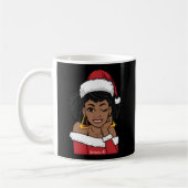 Zwart Mrs Claus W Afro Winking Afro Amerikaans Koffiemok (Links)
