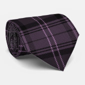 Zwart, Mulberry, Paarse Plaid Tartan Pattern Stropdas (Opgerold)