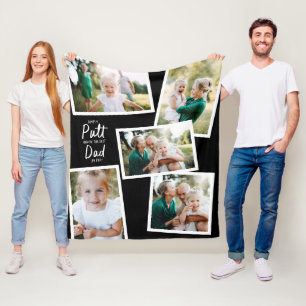 Zwart multi foto modern minimal golf vader fleece deken