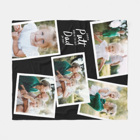 Zwart multi foto modern minimal golf vader fleece deken (Voorkant (Horizontaal))