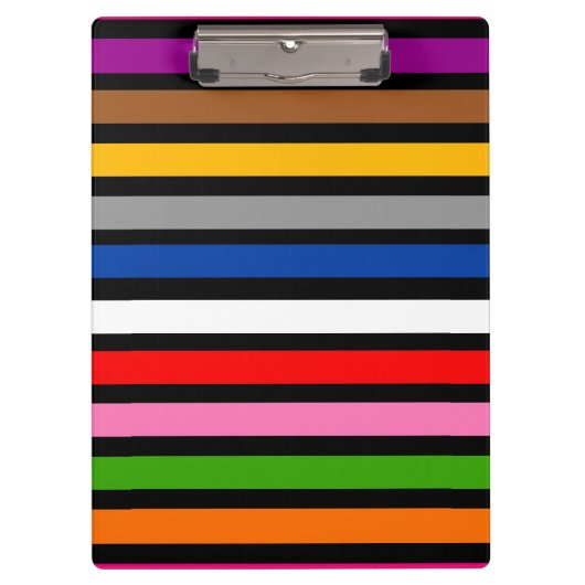 Zwart Multicolor Stripes Lines Patroon Design Klembord (Voorkant)